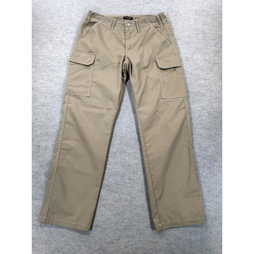 True Religion Cargo Pants Mens 32 Beige Cotton Straight Leg Hiking Flap Pockets